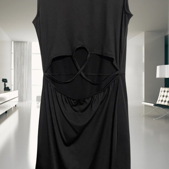 Derek Heart Black Maxi Dress Small Sleeveless Side Slits Cutout Stretch - Picture 4 of 9